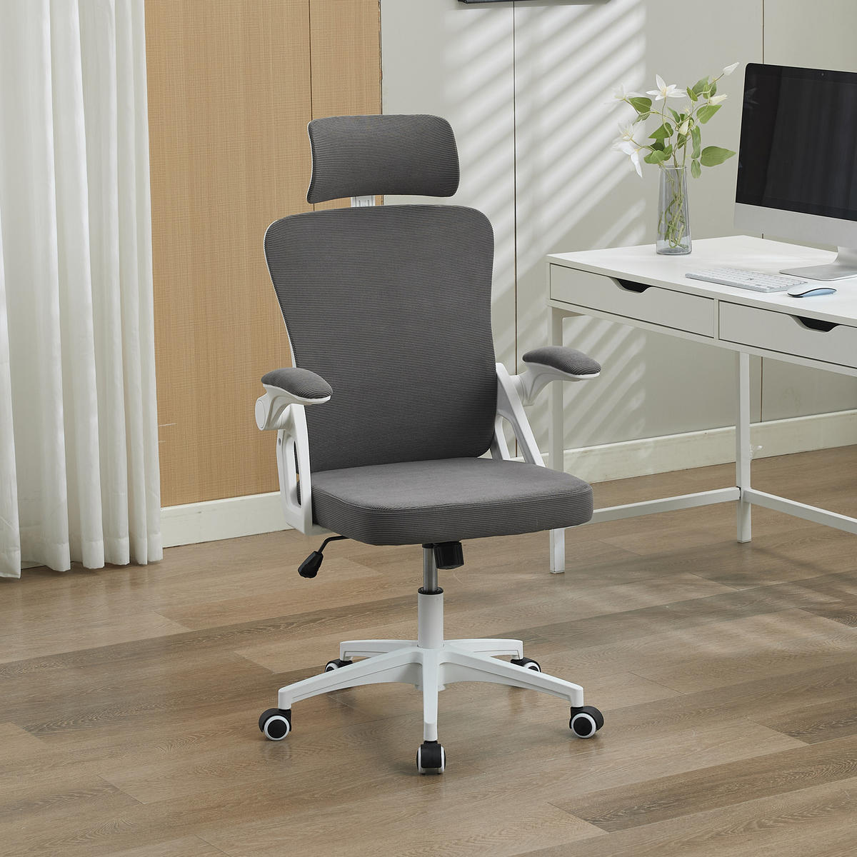 BÜROSTUHL Grau 58/65/108 cm - Grau, Metall (58/108/65cm) - PANGIVO