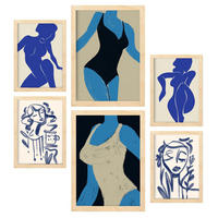 POSTER Set Mit 6 Mettle Body Größe A3 & A4 Rahmen aus hellem Holz - Beige, Papier (29.7/1cm) - Nacnic