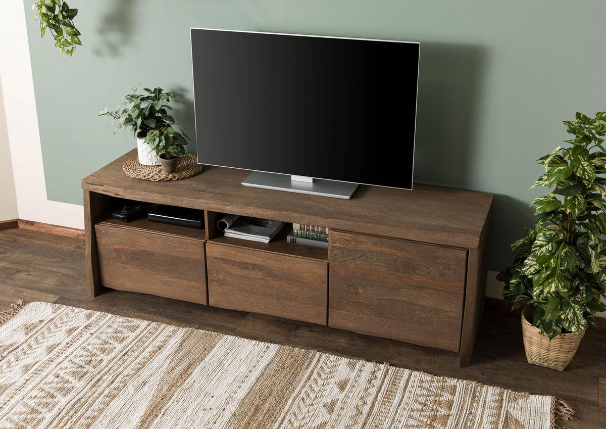 TV-BOARD Mango 178x48x58 braun geölt / sandgestrahlt PURE MANGO #123 - Braun, Holz (48/58/178cm) - Massivmoebel24