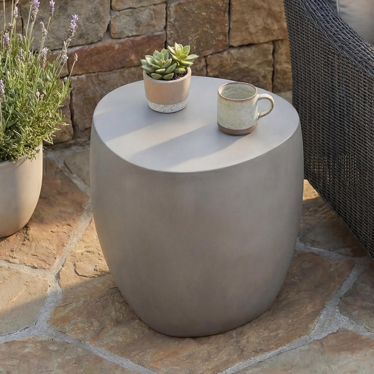 BEISTELLTISCH IKARIA Betonoptik 48 x 48 x 50 cm - Grau, Naturmaterialien (48/48/51cm) - Elementi
