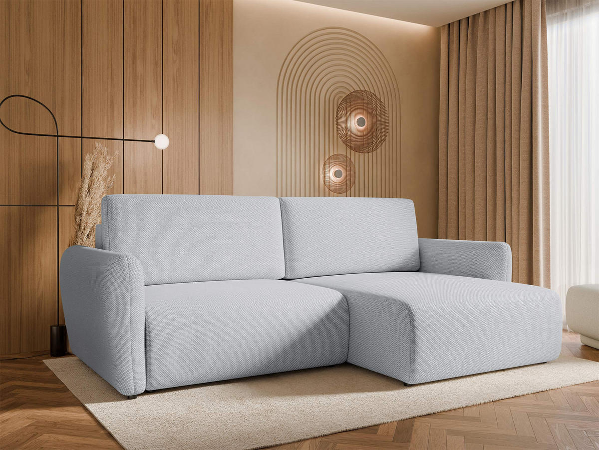 ECKSOFA Goya Slim - Silberfarben/Schwarz, Holz/Kunststoff (234/140cm) - MIRJAN24