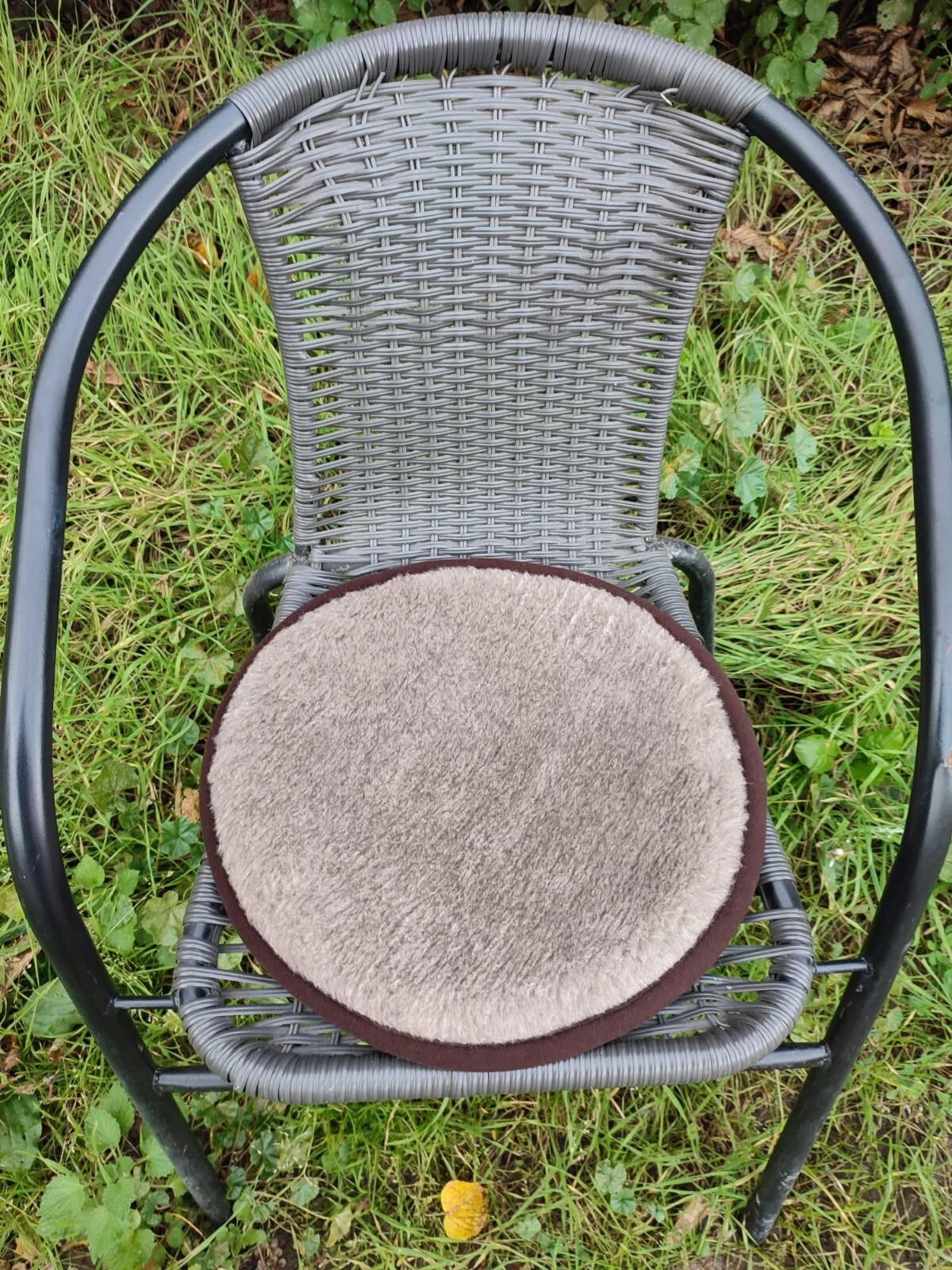 SITZKISSEN Merino Schurwolle Weiches Wollkissen Rund 40/40 cm - Braun, Fell (40/40cm) - Provellus