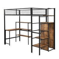 HOCHBETT 90x200cm mit Einbauschrank in schwarz - Schwarz, Metall (90/200cm) - KOMHTOM
