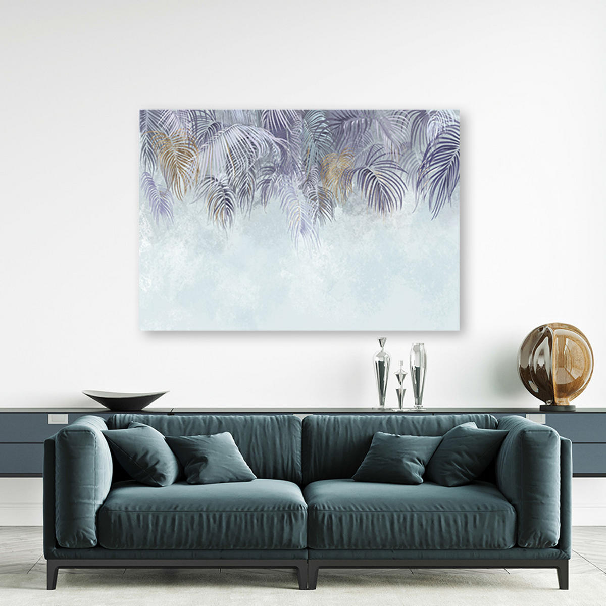 WANDBILD palmenblätter - Lila, Textil (60/40cm) - Feeby