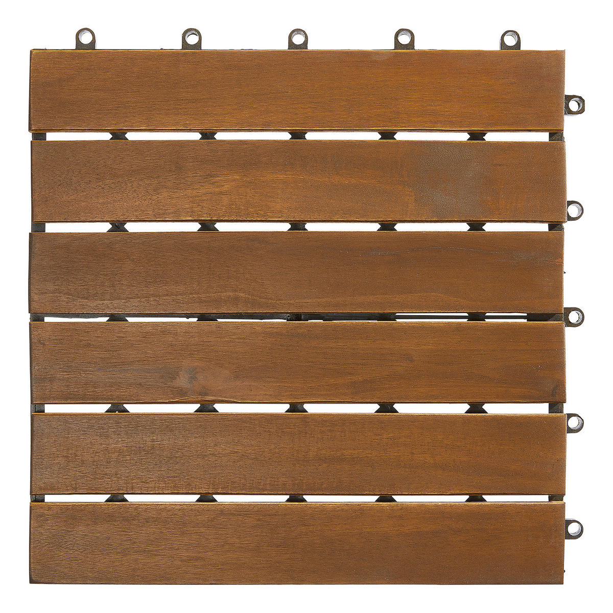 TERRASSENFLIESE - Akazie massiv - 10er-Set - Akaziefarben, Holz/Kunststoff (30/30/2.4cm) - home24