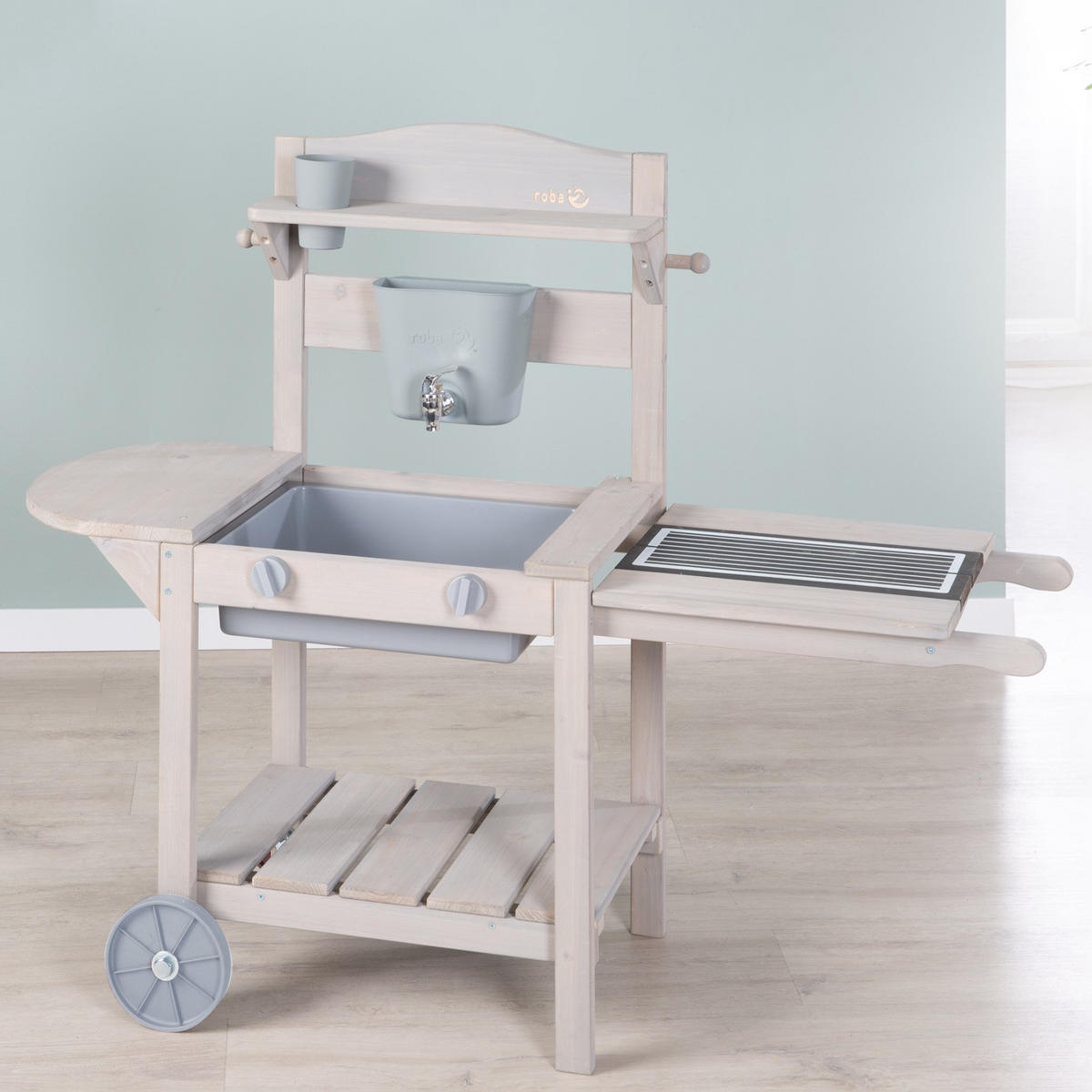MOBILE SPIEL- UND MATSCHKÜCHE BBQ grau - Grau, Holz (114/37cm) - Roba