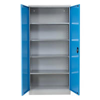 STAHLSCHRANK Bee mit 9 lackierten Fachböden 195x92x50 cm Korpusfarbe Lichtgrau Frontfarbe Lichtblau - Hellblau, Metall (92/195/50cm)