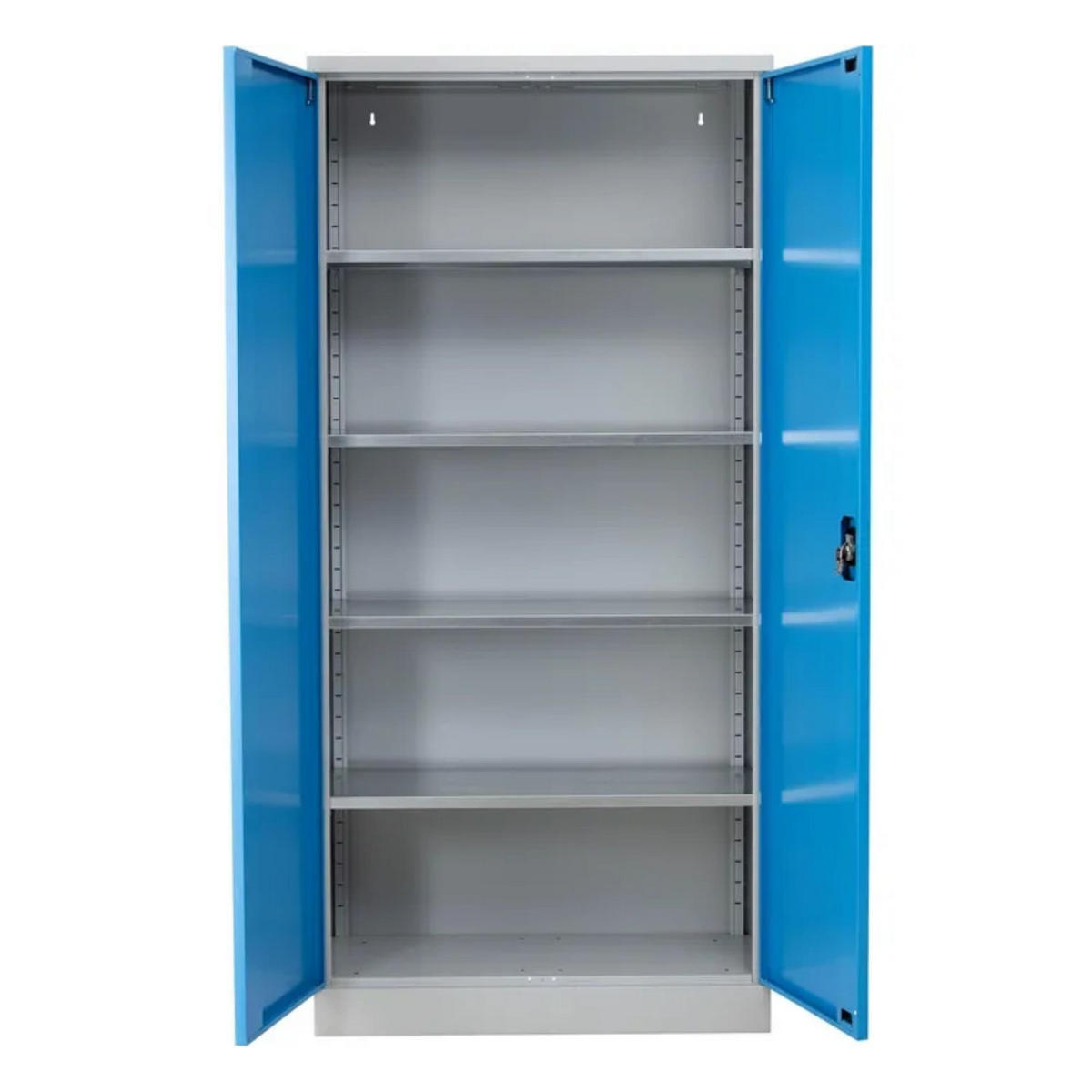 STAHLSCHRANK Bee mit 9 lackierten Fachböden 195x92x50 cm Korpusfarbe Lichtgrau Frontfarbe Lichtblau - Hellblau, Metall (92/195/50cm)