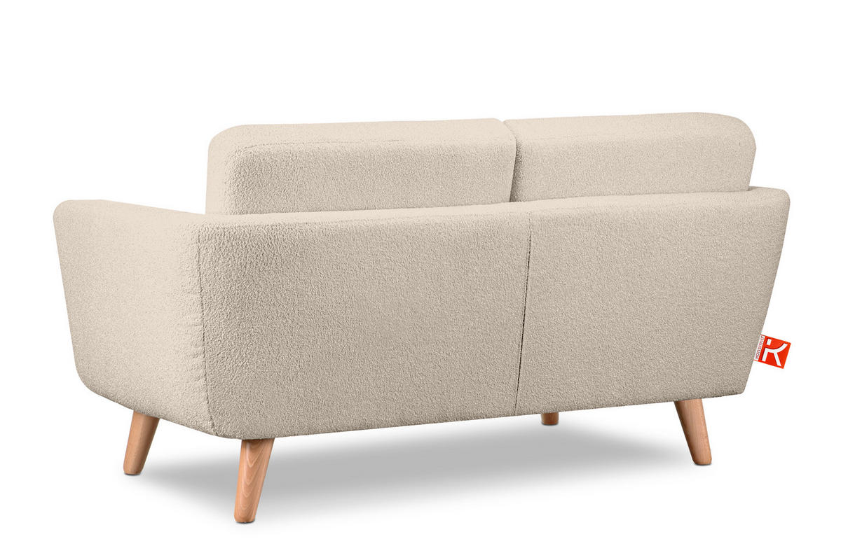 SOFA TAGIO mit Armlehnen, Creme - Creme/Braun, Buchenholz/Textil (153/80/84cm) - KONSIMO®