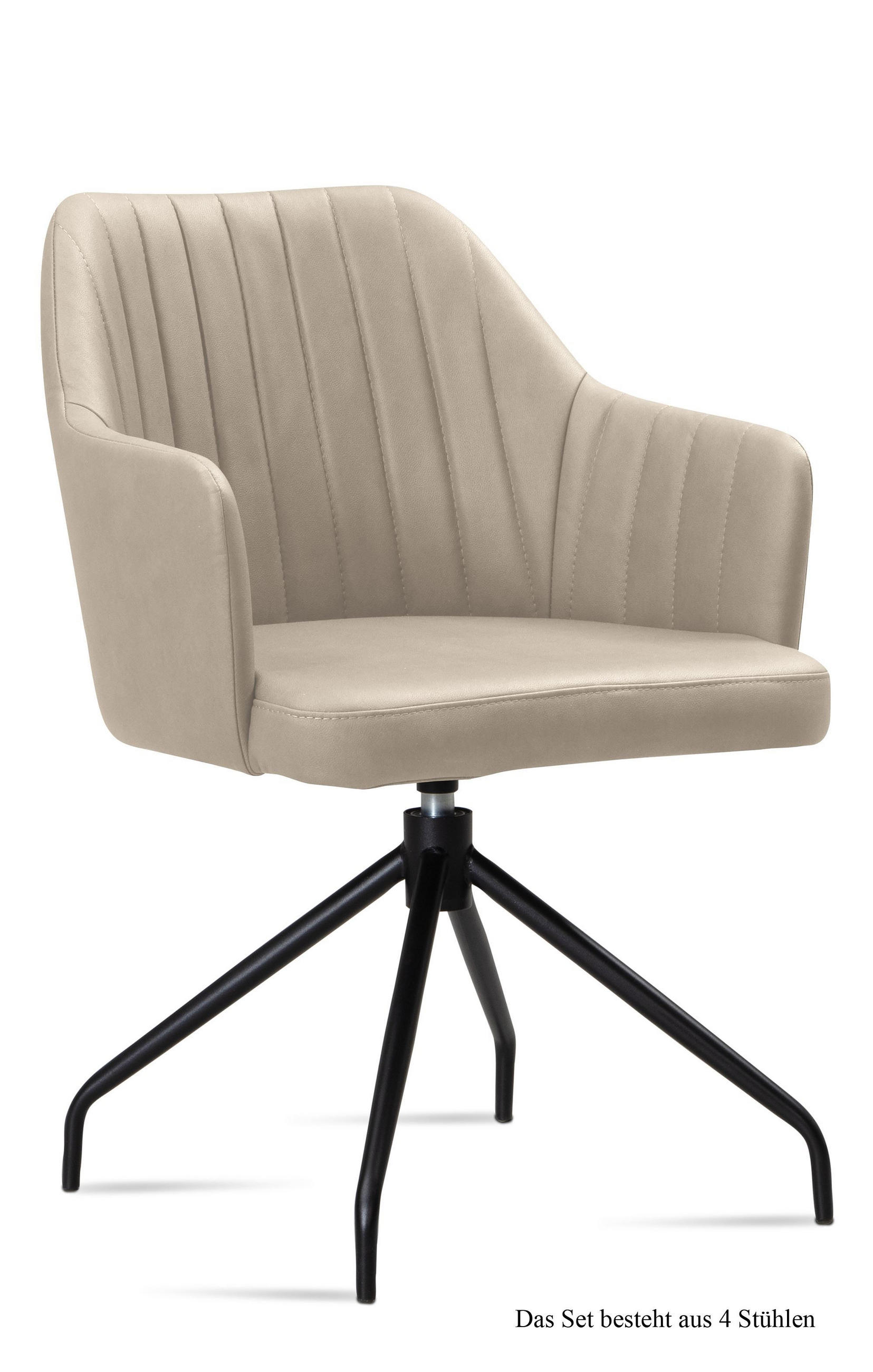 ARMLEHNSTUHL drehbar (4er-Set) Dorena 58x81x60 Schwarz/Natur - Schwarz/Naturfarben, Kunststoff (60/81/58cm) - 58aufmkessel