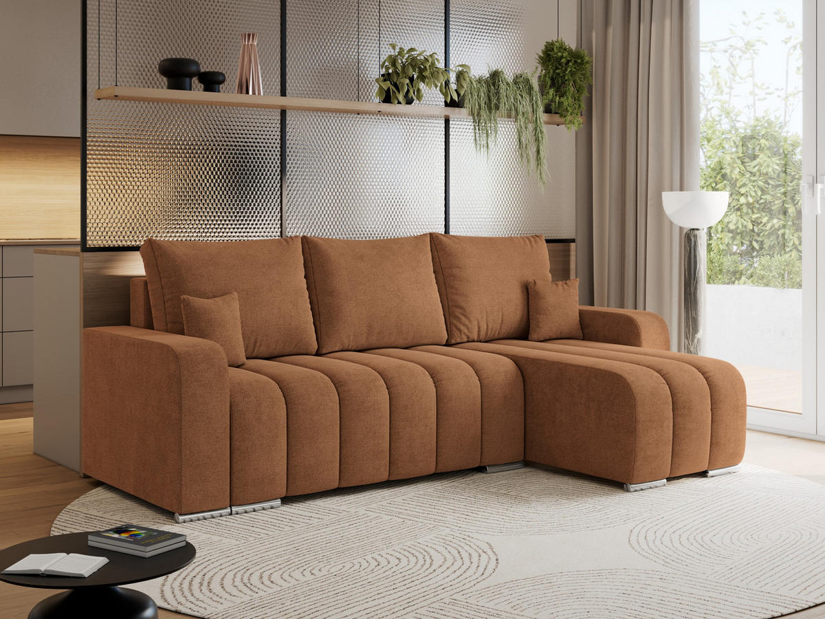ECKSOFA KIRASSO L Orange Stukture - Orange/Grau, Textil (245/147cm) - MKS