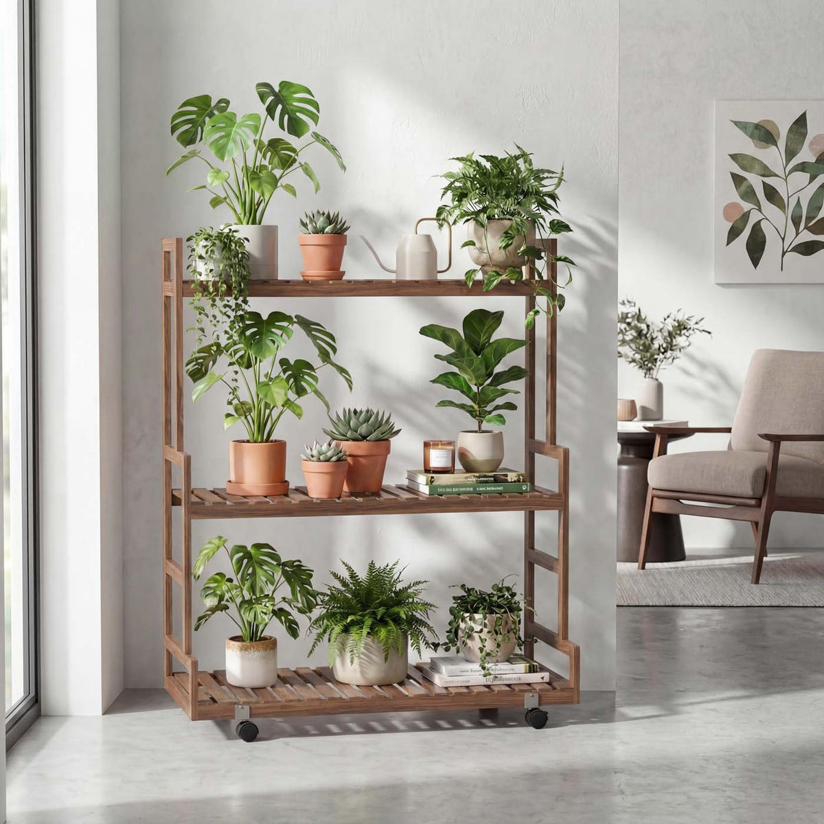 PFLANZENREGAL Braun - Braun, Holz (90/105/38cm) - MCW