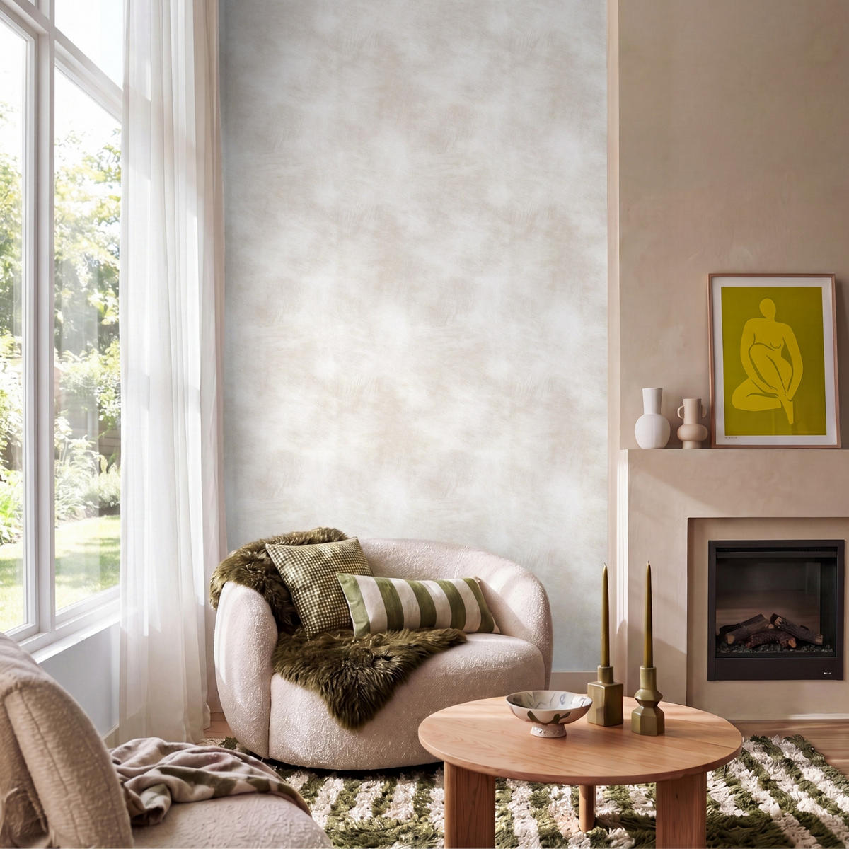 TAPETE - Dezent - Textur - Beige - 160x260 cm - Creme, Papier (160/260cm) - OnlyWow