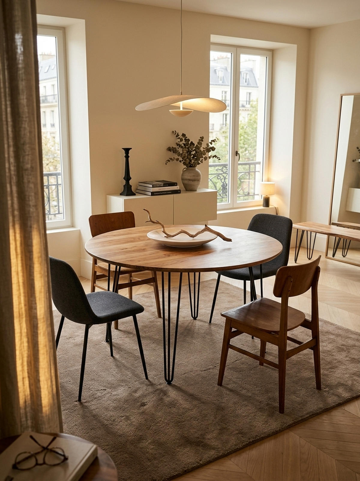 ESSZIMMERTISCH – Rund Massivholz 120 cm Landhausstil - Schwarz/Braun, Holz/Metall (73/120/78cm) - KADIMA DESIGN