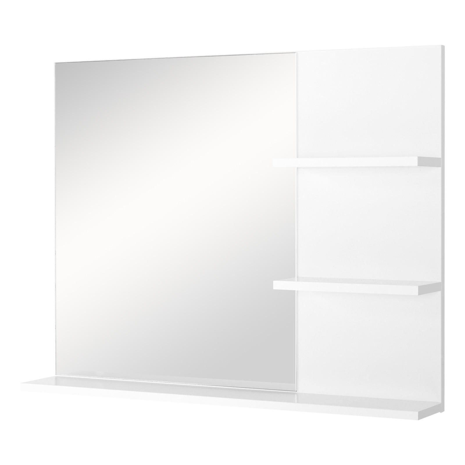 SPIEGELSCHRANK Badezimmer-Wandschrank 60 x 10 x 48 cm ,mit Spiegel und 3 Regalböden, weißer MDF-Wandschrank - Weiß, Glas (60/48/10cm) - Vallsero