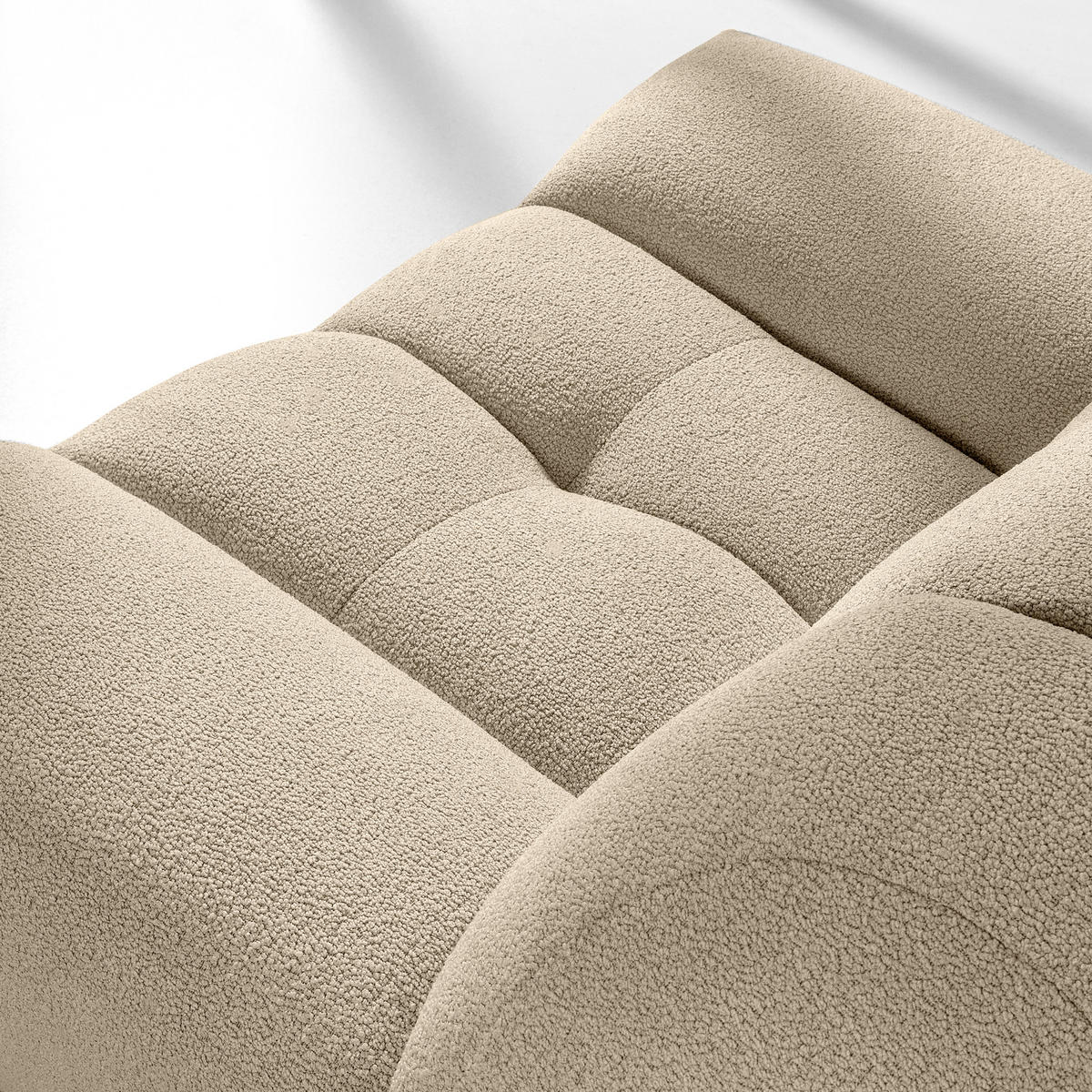 SESSEL VENA mit Pouf Bouclé, Hellbeige - Beige, Holz/Textil (65/38/65cm) - KONSIMO®