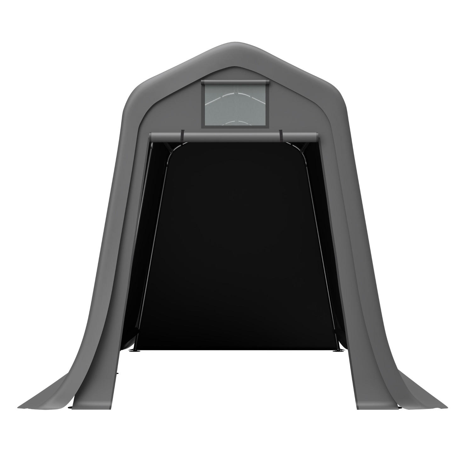 GERÄTEHAUS 366/213/255 cm Grau mit Rollos - Grau, Metall (366/225/213cm) - Oxeza
