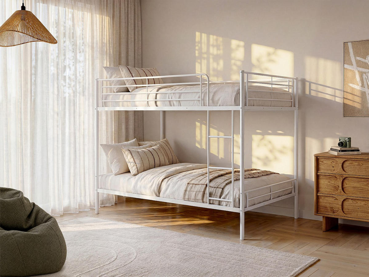 ETAGENBETT - 1 Person - metall - weiß Duotis - Weiß, Metall (120/190cm) - Vente-Unique