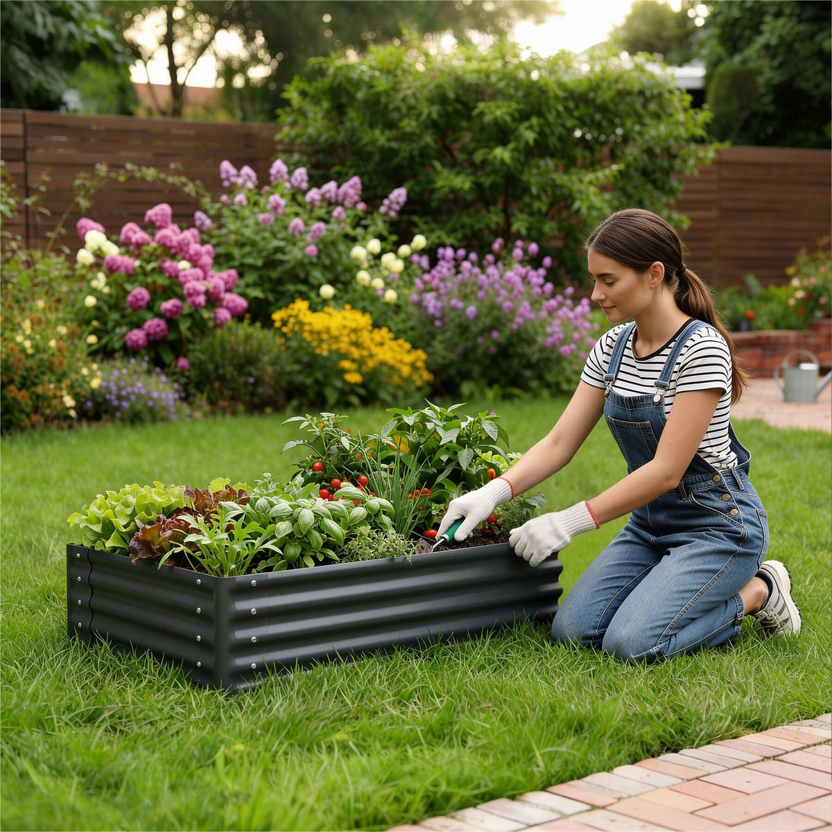 HOCHBEET Salvia verzinkt, 80 x 60 x 30 cm, 130 l, Stahl grau, inkl. Handschuhe - Grau, Metall (60/30/80cm) - tectake