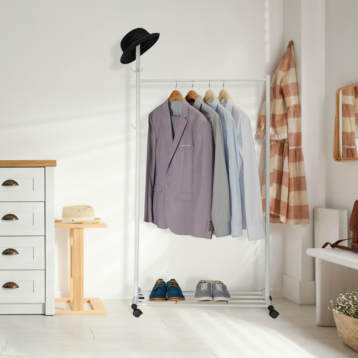 GARDEROBE - Weiß, Kunststoff/Metall (80/165/44cm) - Relaxdays