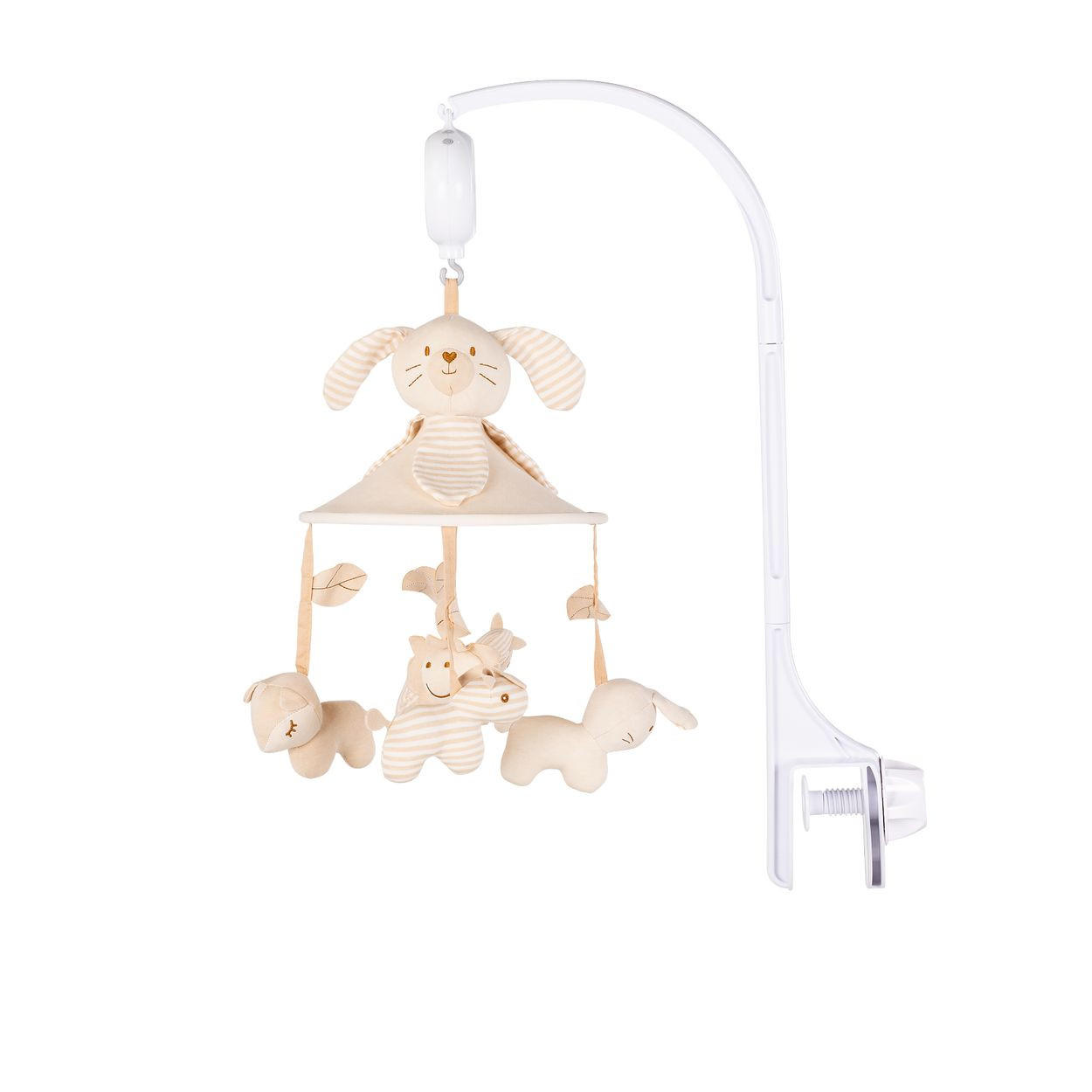 MUSIKMOBILE Rabbit & Friends beige 360° drehbar, Baumwolle, Melodien, Lautstärke, ab Geburt, Klemme - Beige, Kunststoff (38/61/22cm) - Chipolino