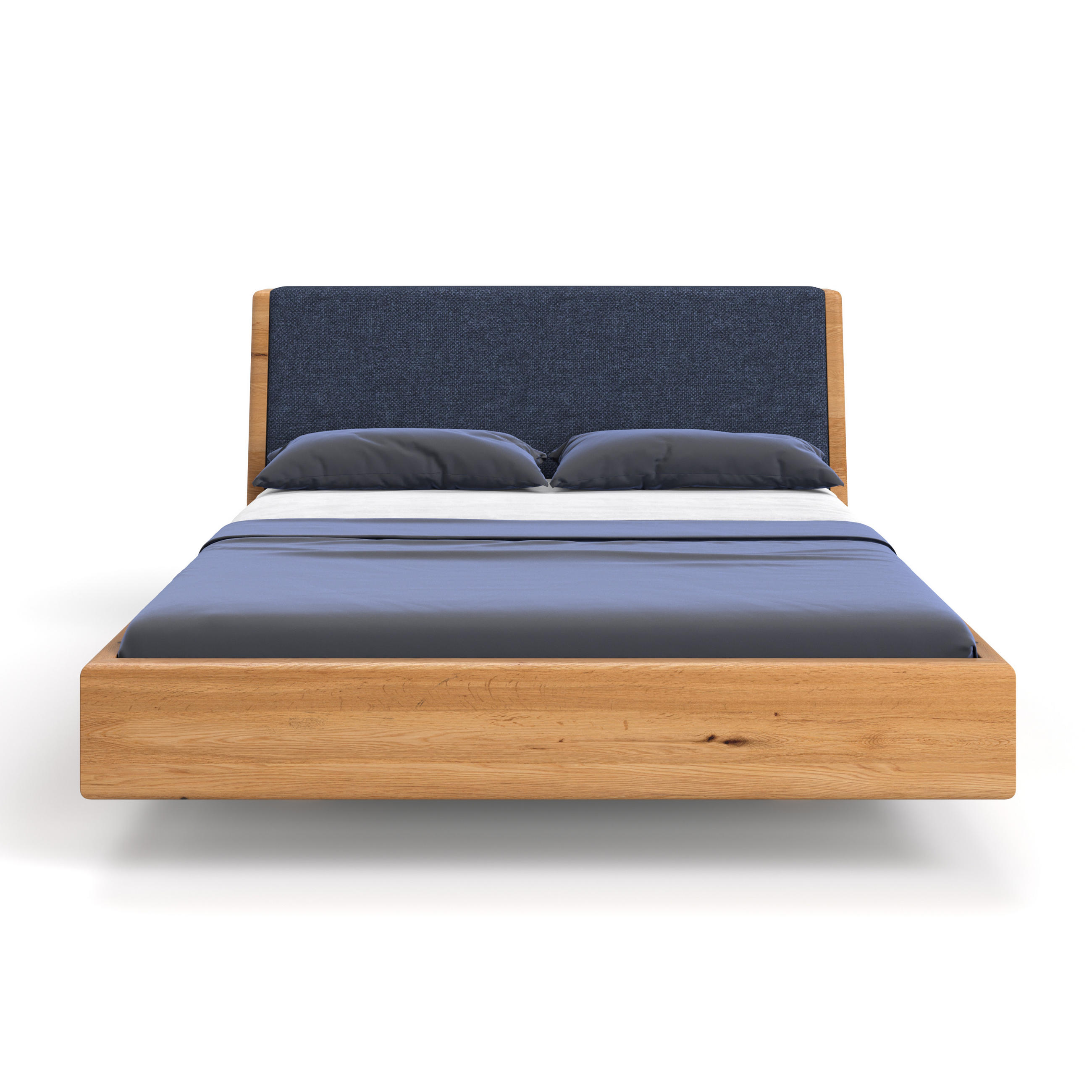 MASSIVHOLZBETT schwebend Aura Tilt aus Eiche 160x220 cm, Storm 77 (Blau) - Eichefarben/Braun, Holz (160/220cm) - Danzz