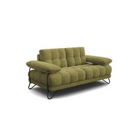 SOFA BUBBARA 2-Sitzer, olivgrün - Schwarz/Olivgrün, Holz/Textil (185/87/96cm) - Courtois Laville