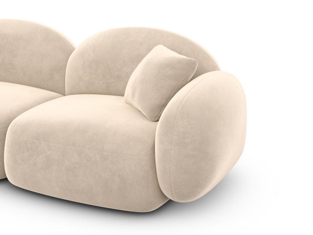 WOHNLANDSCHAFT Mirello U-Form Creme Samtstoff - Creme, Kunststoff (333/77/193cm)