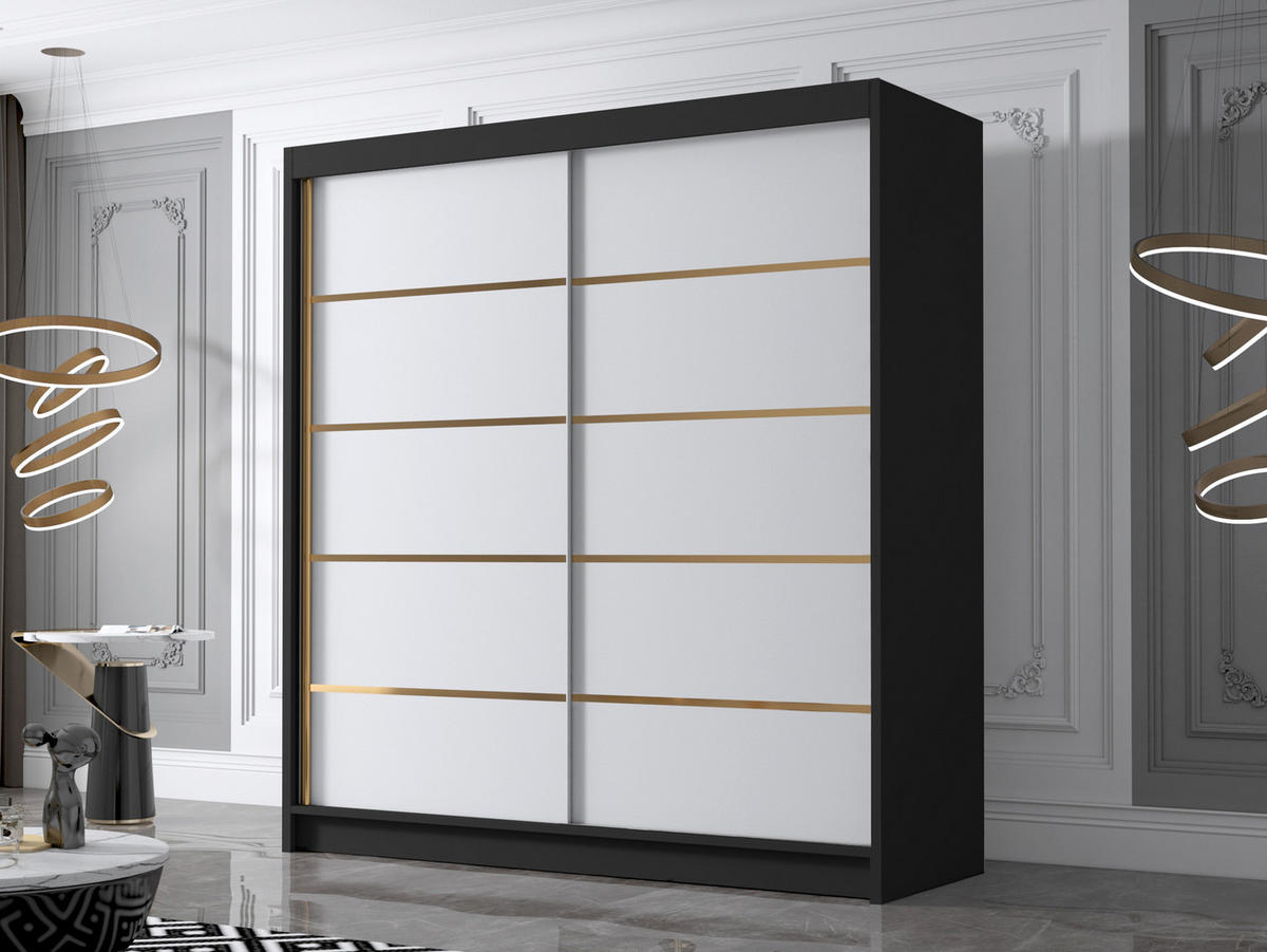 SCHIEBETÜRENSCHRANK Bali IV - Goldfarben, Holzwerkstoff/Metall (180/215/58cm) - MIRJAN24
