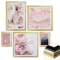 WANDBILDER 5er Set - 50x50 cm & 20x30 cm & 40x60 cm Goldrahmen - Eiffels Porträt einer Frau mit Rosen - Goldfarben, Kunststoff (40/60cm) - ArtPrintCave