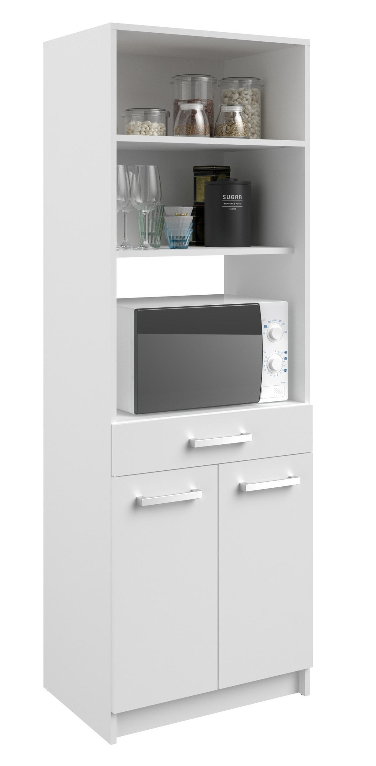 KÜCHENMÖBEL Uno 1 in Weiß 2teilig Küchenbuffet mit Beistellschrank - Weiß, Holzwerkstoff (80/200/120cm)
