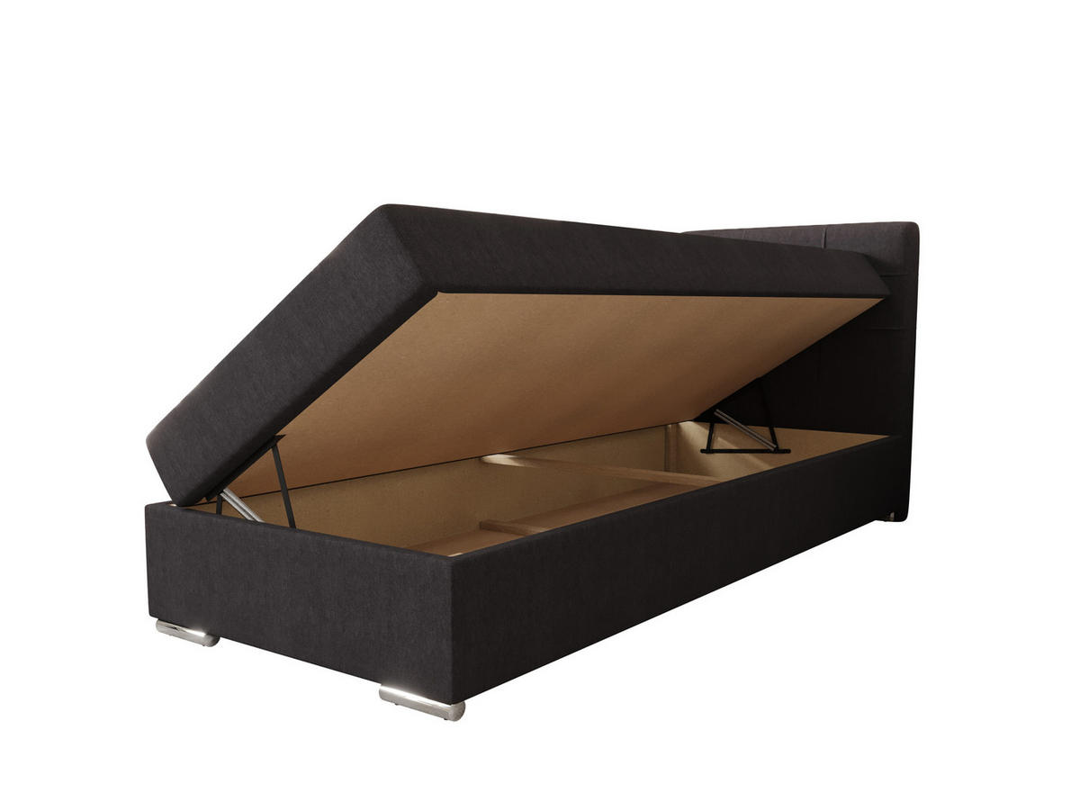 BOXBETT ZILANO 1 mit Matratze H3 und Topper 90x200 Cosmic 97 - Grau, Holz/Textil (90/200cm) - Bedante