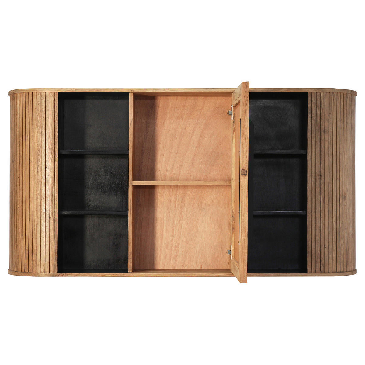 MASSIVER SPIEGELSCHRANK - Akazie massiv - Dunkelgrau, Holz (145/75/20cm) - home24