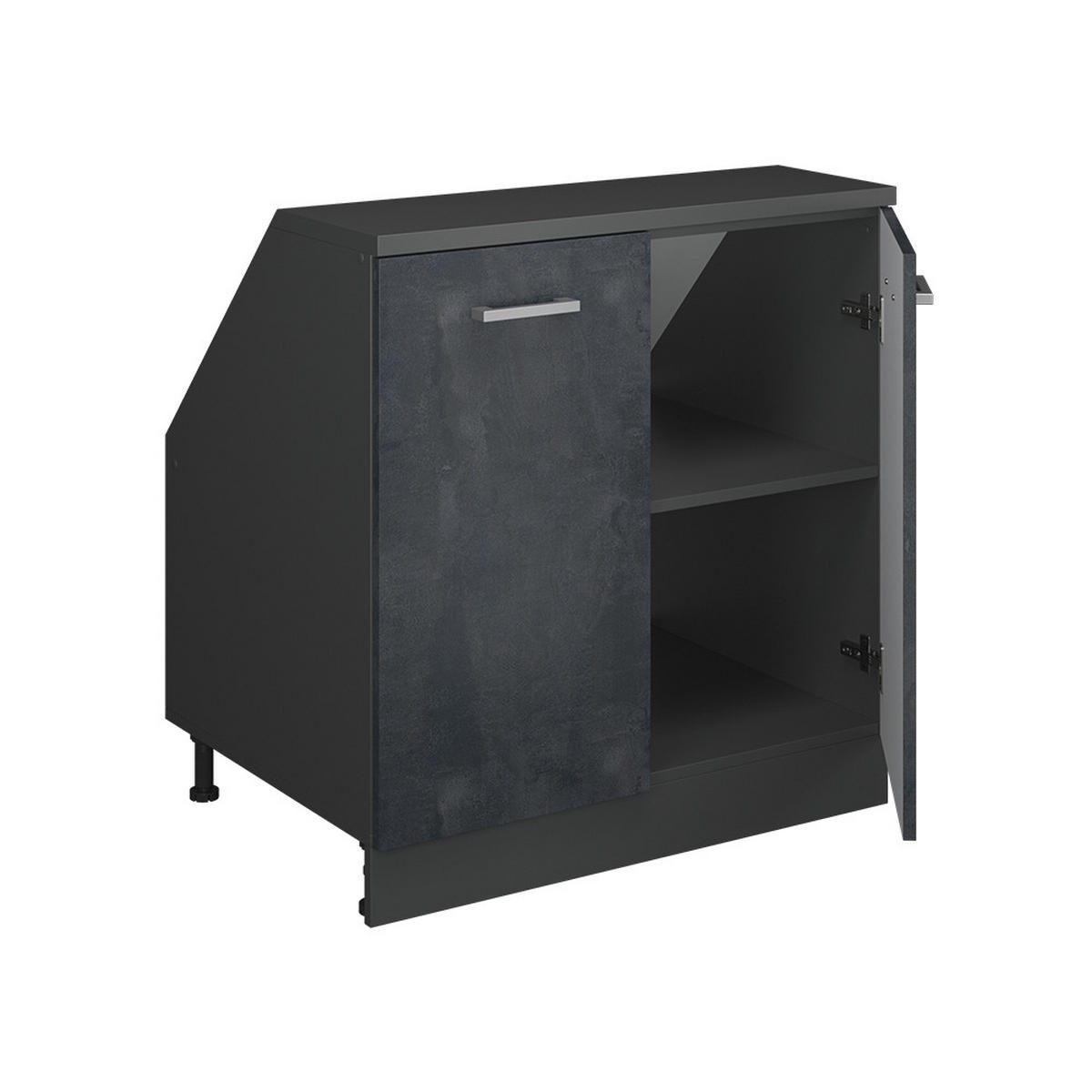 KUHINJSKI ORMAR ZA KOSINE KROVA R-Line Crni Beton 80 cm s 2 vrata, korpus ormara dubine 60 cm - crna/antracit, drvni materijal (80/83.8/60cm) - Vicco