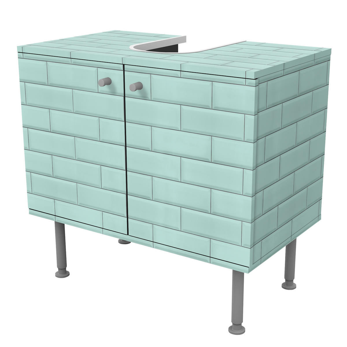 WASCHBECKENUNTERSCHRANK Keramikfliesen türkis 60/55/35 cm - Türkis, Holzwerkstoff (60/55/35cm) - Bilderwelten