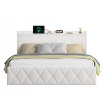 POLSTERBETT 160/200 cm mit USB-Anschluss, LED-Beleuchtung und Stauraum, Weiß - Weiß, Textil (160/200cm) - Redom