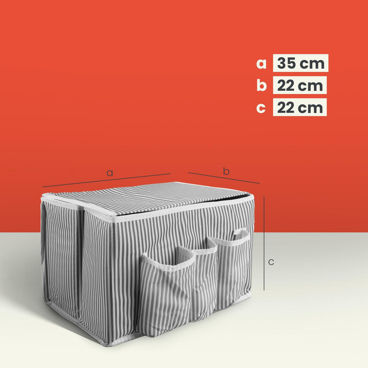 AUFBEWAHRUNGSBOX Stoff mit Holzgriffen faltbar 35x22x22 cm - Grau, Textil (22/22/35cm) - Bestlivings