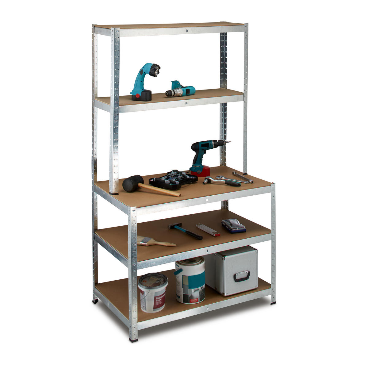 SCHWERLASTREGAL - Multicolor, Holzwerkstoff/Metall (100/180/60cm) - Relaxdays