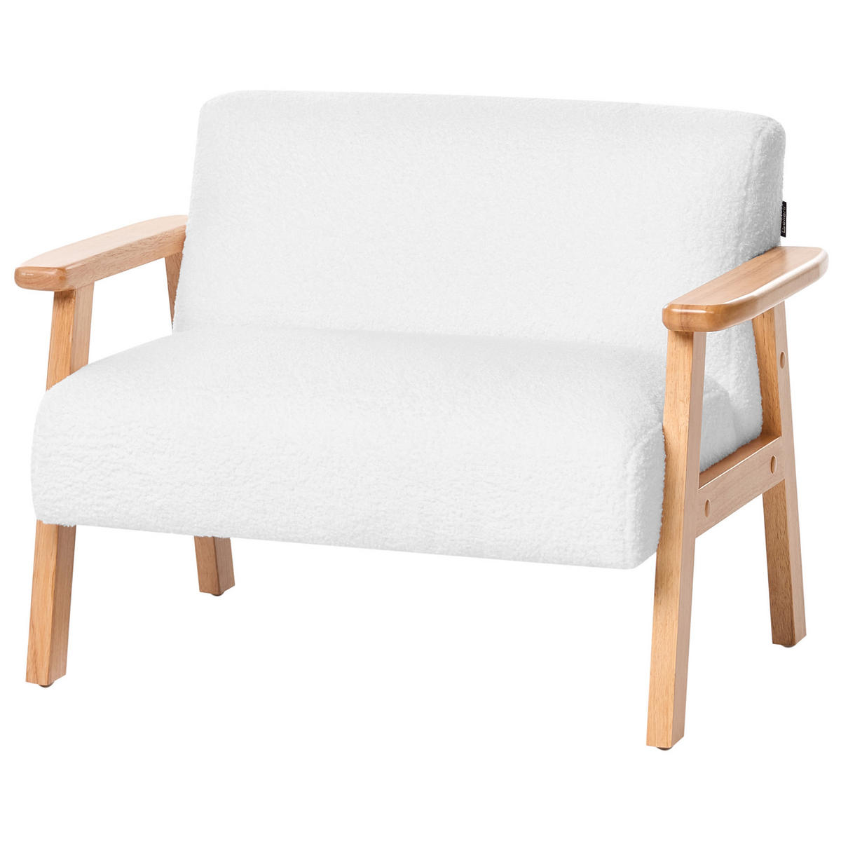 CANAPEA PENTRU COPII bouclé albă Lalmo - alb, material textil (74/54/48cm) - Beliani