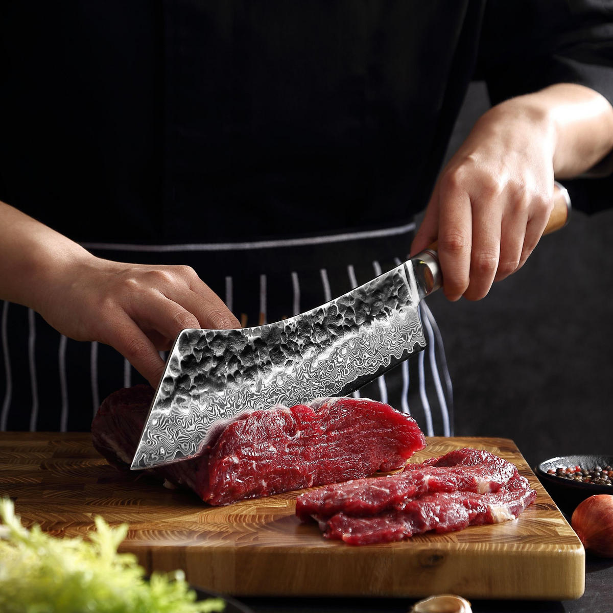 BLOCKMESSER 22,5 cm - Braun, Holz/Metall (37cm) - Wakoli