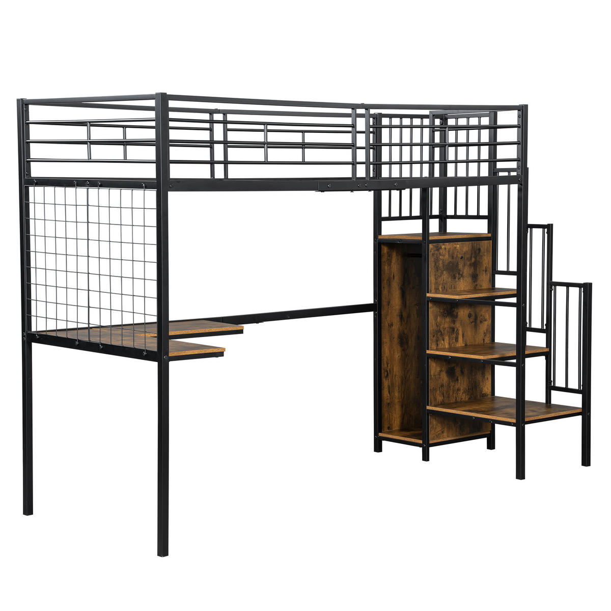 HOCHBETT 90/200 cm Schwarz, Dunkelholz - Walnussfarben/Schwarz, Holzwerkstoff/Metall - Raumix