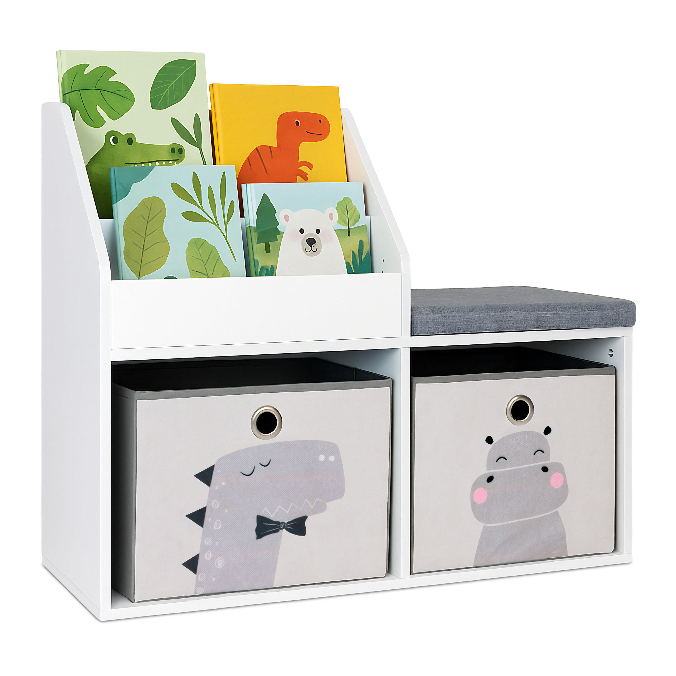 KINDERBANK - Multicolor, Holzwerkstoff/Textil (79/72/31cm) - Relaxdays