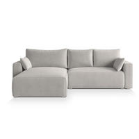 ECKSOFA FORIL P Creme Kordstoff mit Schlaffunktion - Creme, Holz (265/178cm) - MASSENO