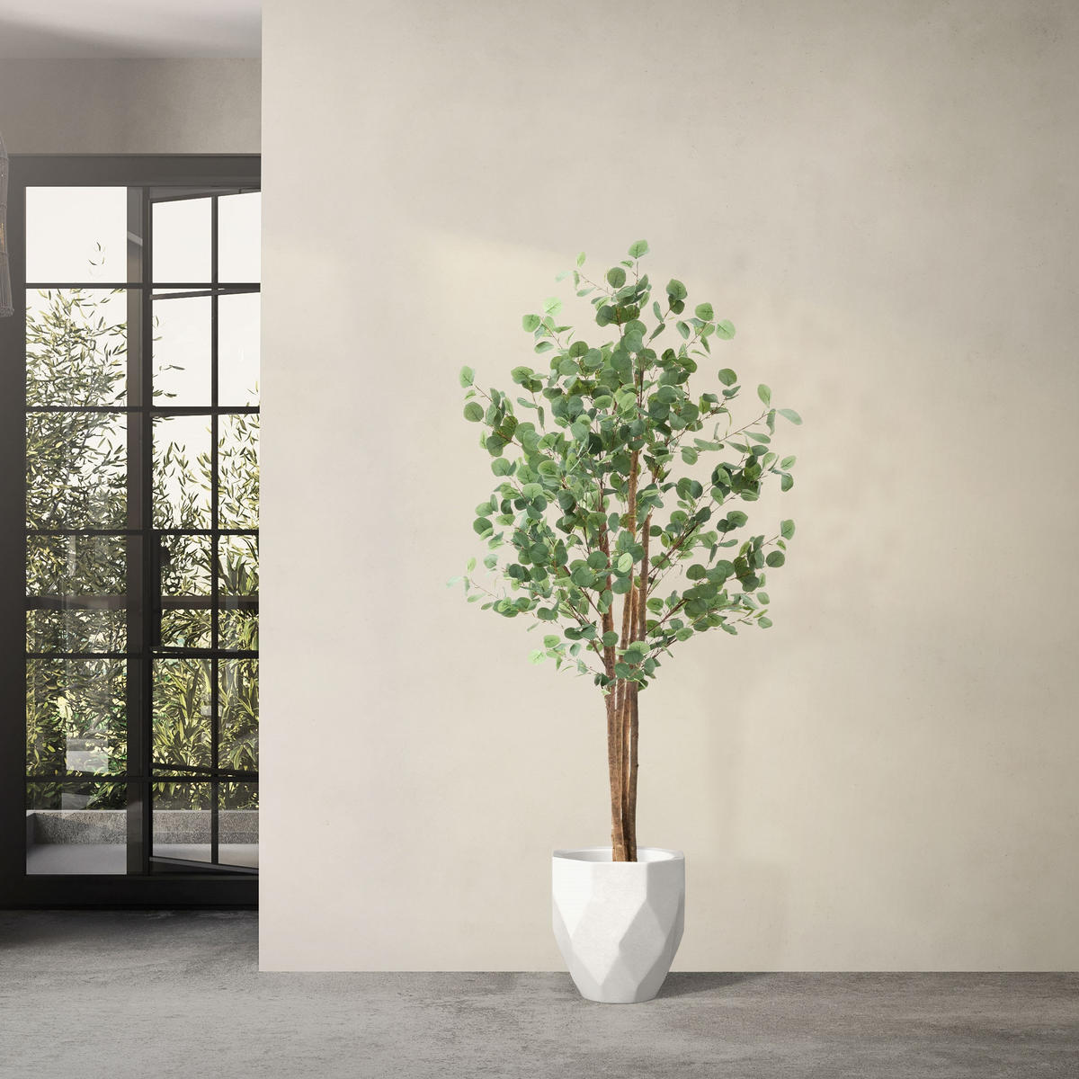 KUNSTPFLANZE Eukalyptus - Anthrazit/Grün, Holz/Kunststoff (180cm) - ML-DESIGN