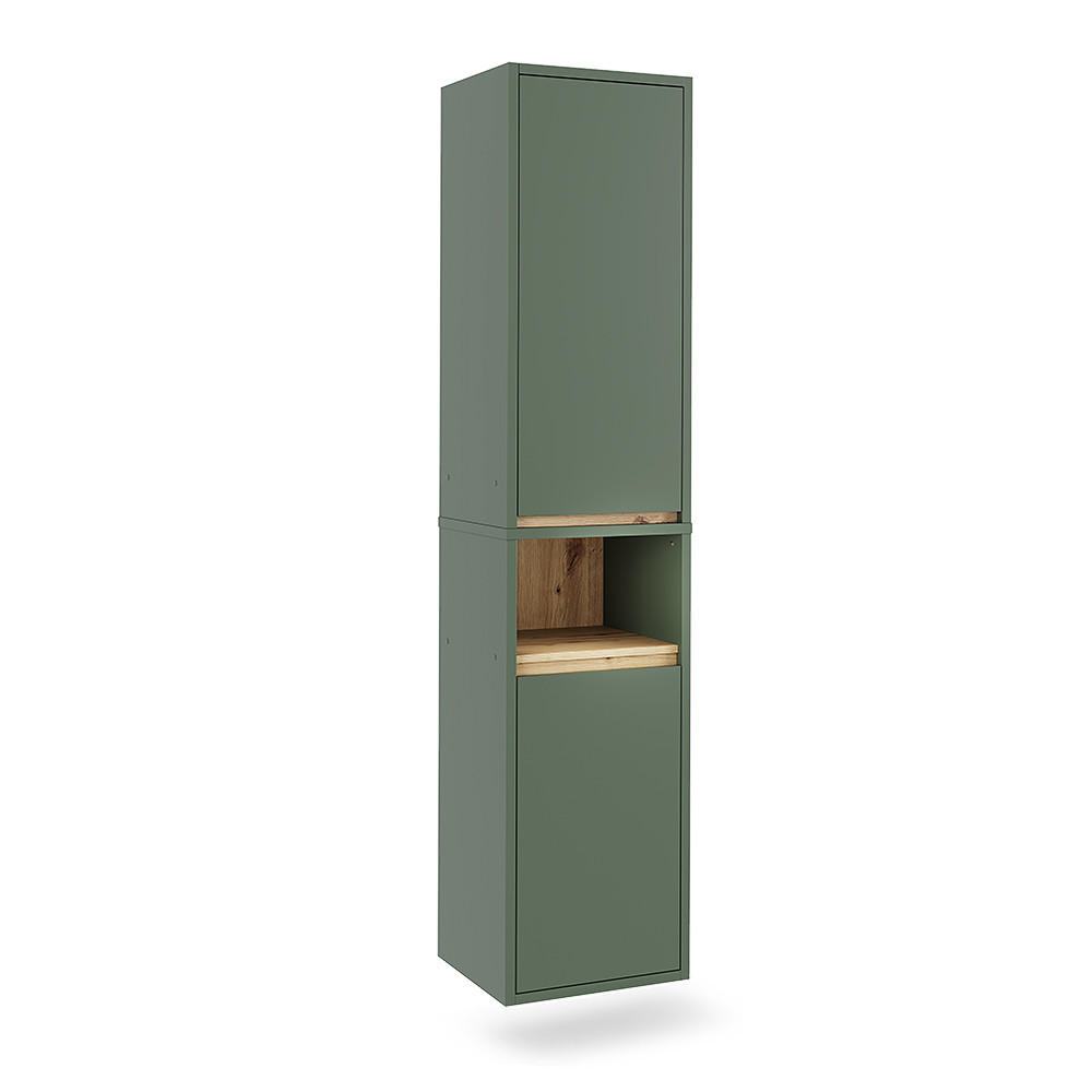 HOCHSCHRANK Viola Grün/Artisan 38 x 170 cm mit 2 Türen - Eiche Artisan/Grün, Holzwerkstoff (38/170/33cm) - Vicco