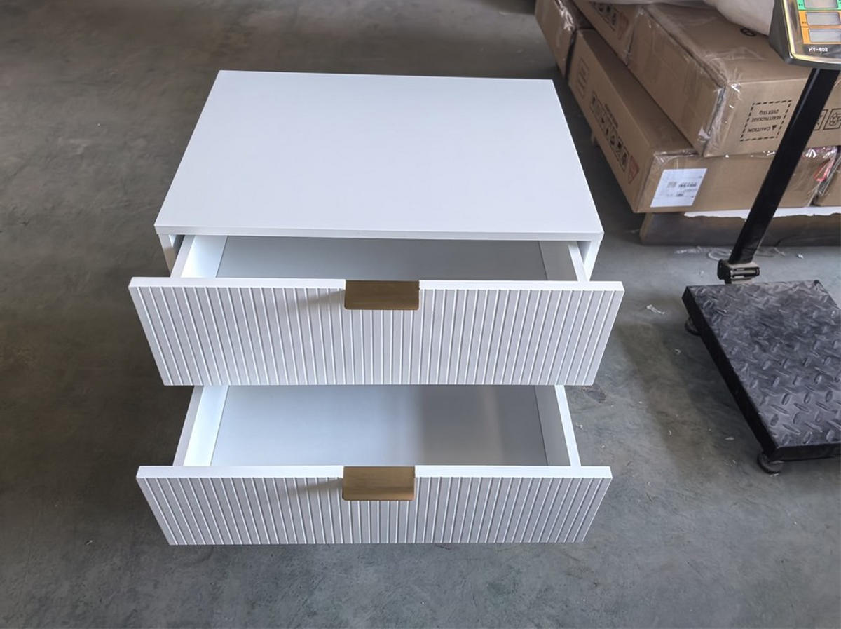 NACHTTISCH 53/41,5 cm Weiß aus MDF und Spanplatte mit 2 Schubladen - Weiß, Holzwerkstoff (53/52.5/41.3cm) - OKMYHOME