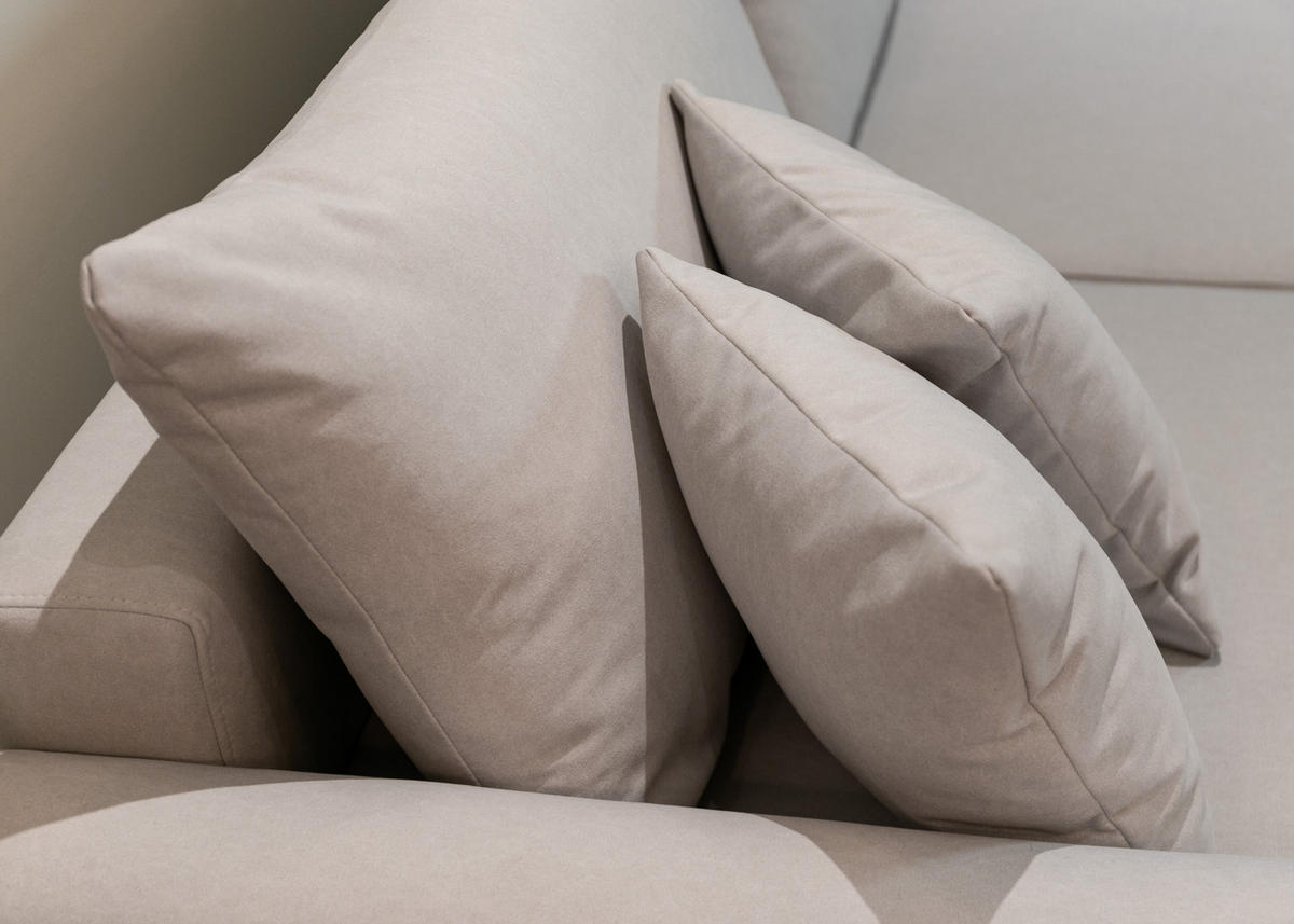 ECKSOFA Ovo Cremeweiß Velours - Creme/Schwarz, Kunststoff/Textil (260/165cm) - Selsey