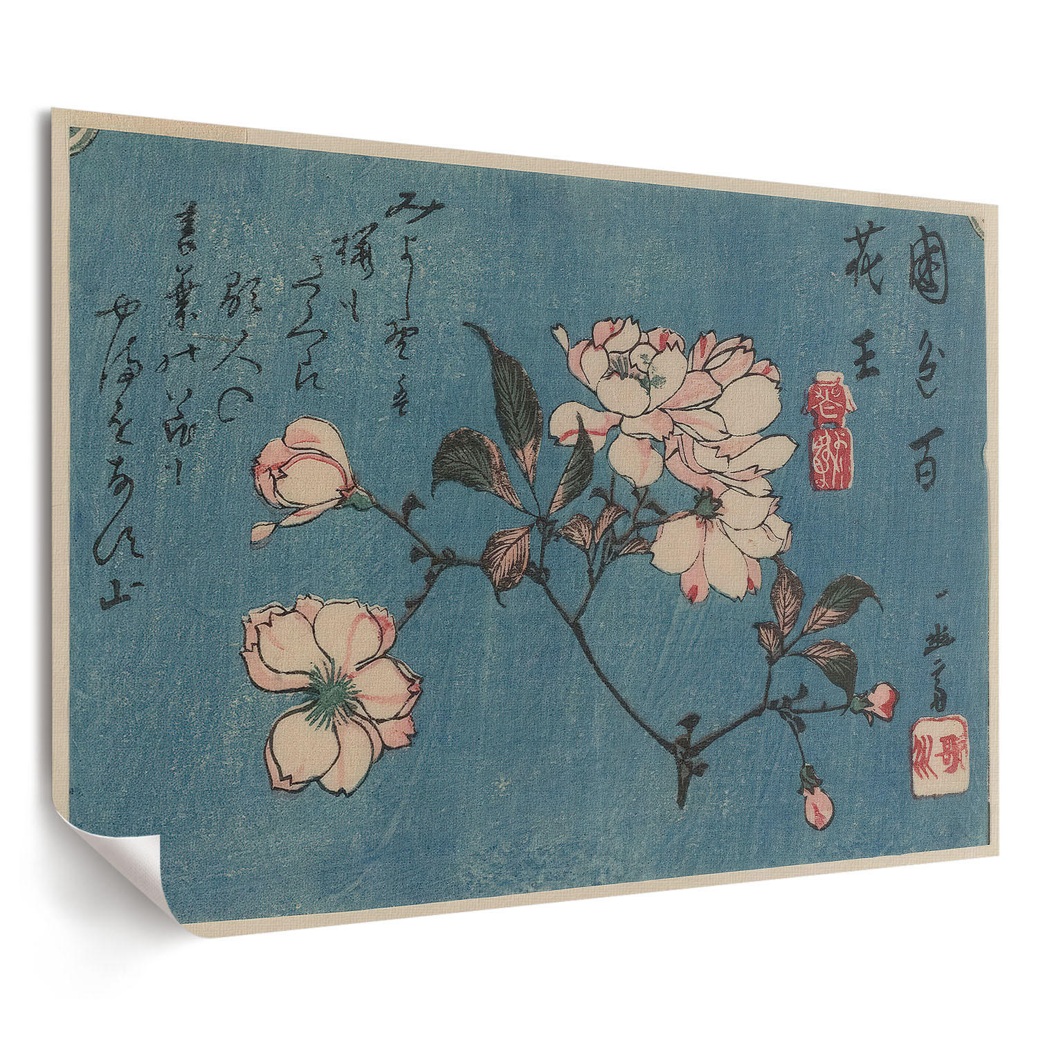 POSTER - 29x21 cm (A4) - Utagawa Hiroshige - Holzschnitt - Blau, Textil (29.7/21/0.1cm) - TULUP