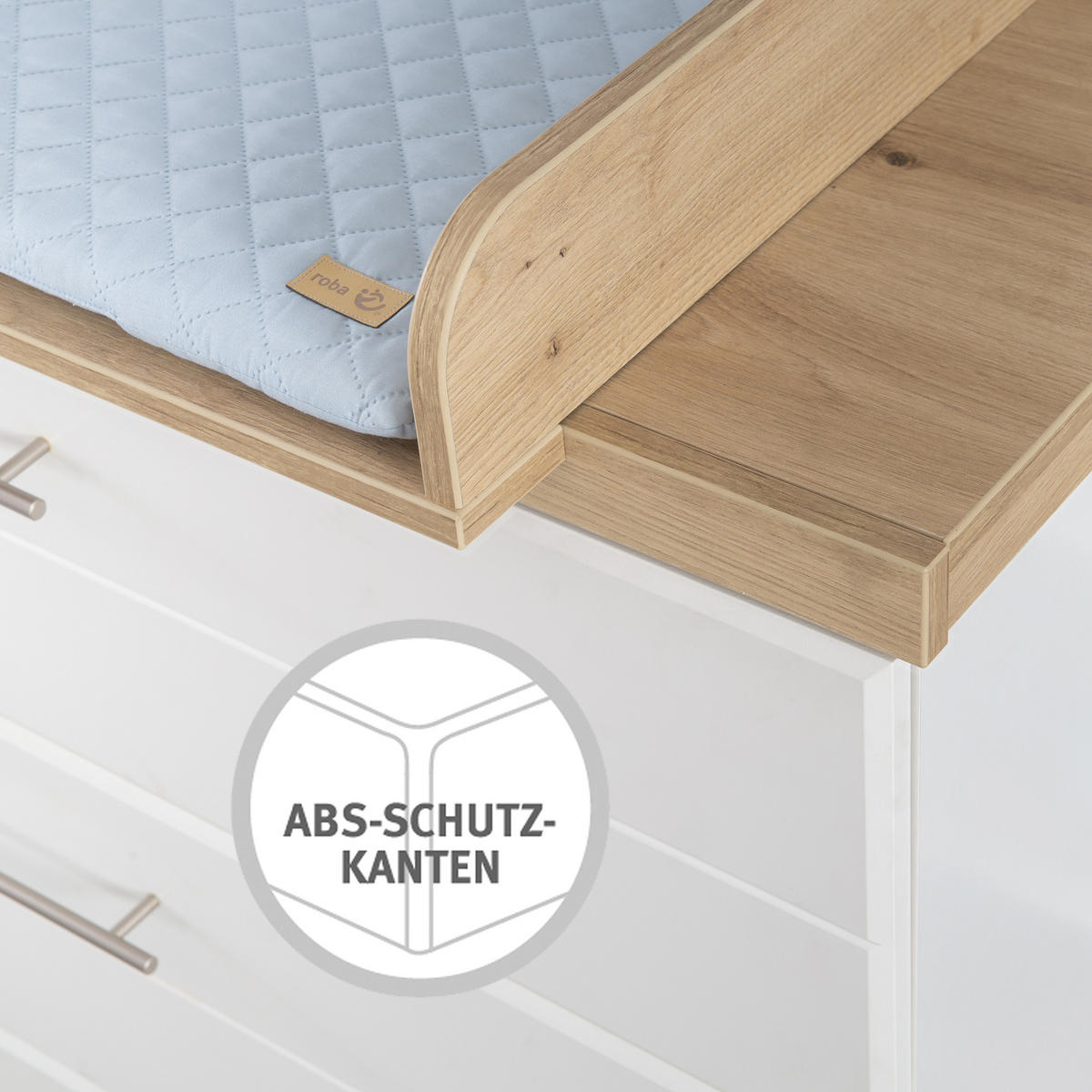 WICKELKOMMODE Nele - Silberfarben/Weiß, Holzwerkstoff/Metall (119/103/77.5cm) - Roba