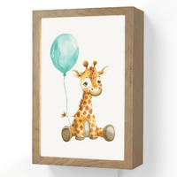 WANDLEUCHTE Giraffe - Baby - Tiere - Blauer Ballon 20x30 cm - Weiß, Holzwerkstoff (20/30/8cm) - OnlyWow